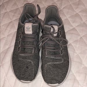 adidas: grey and pink tubulars minor hole